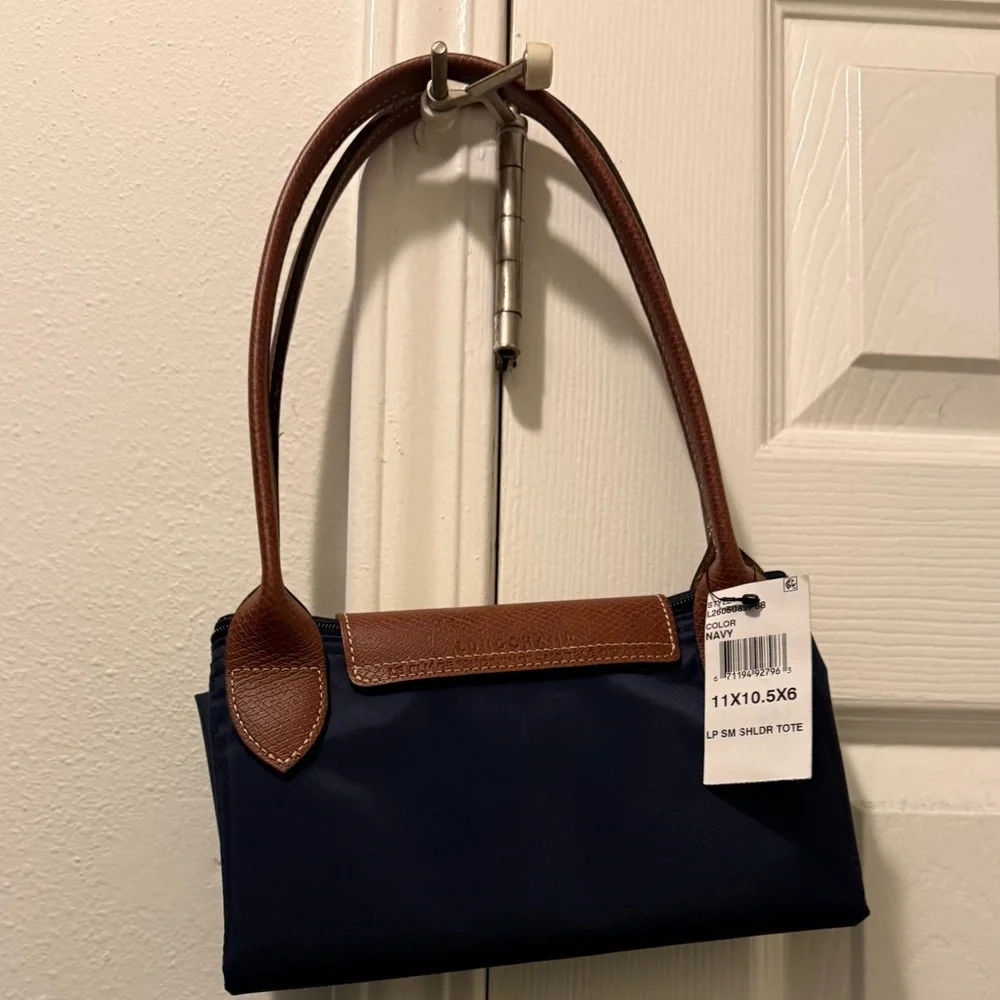 Longchamp Small Navy and Brown Tote Bag - Picture 3 of 5